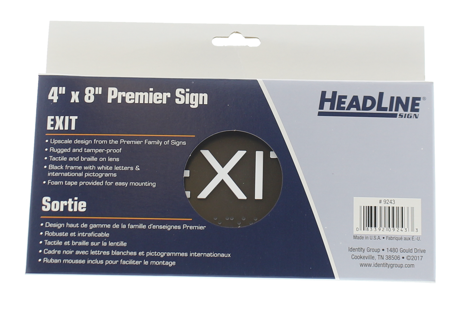 Headline Sign Premier EXIT Sign - 4" H x 8" L - Black