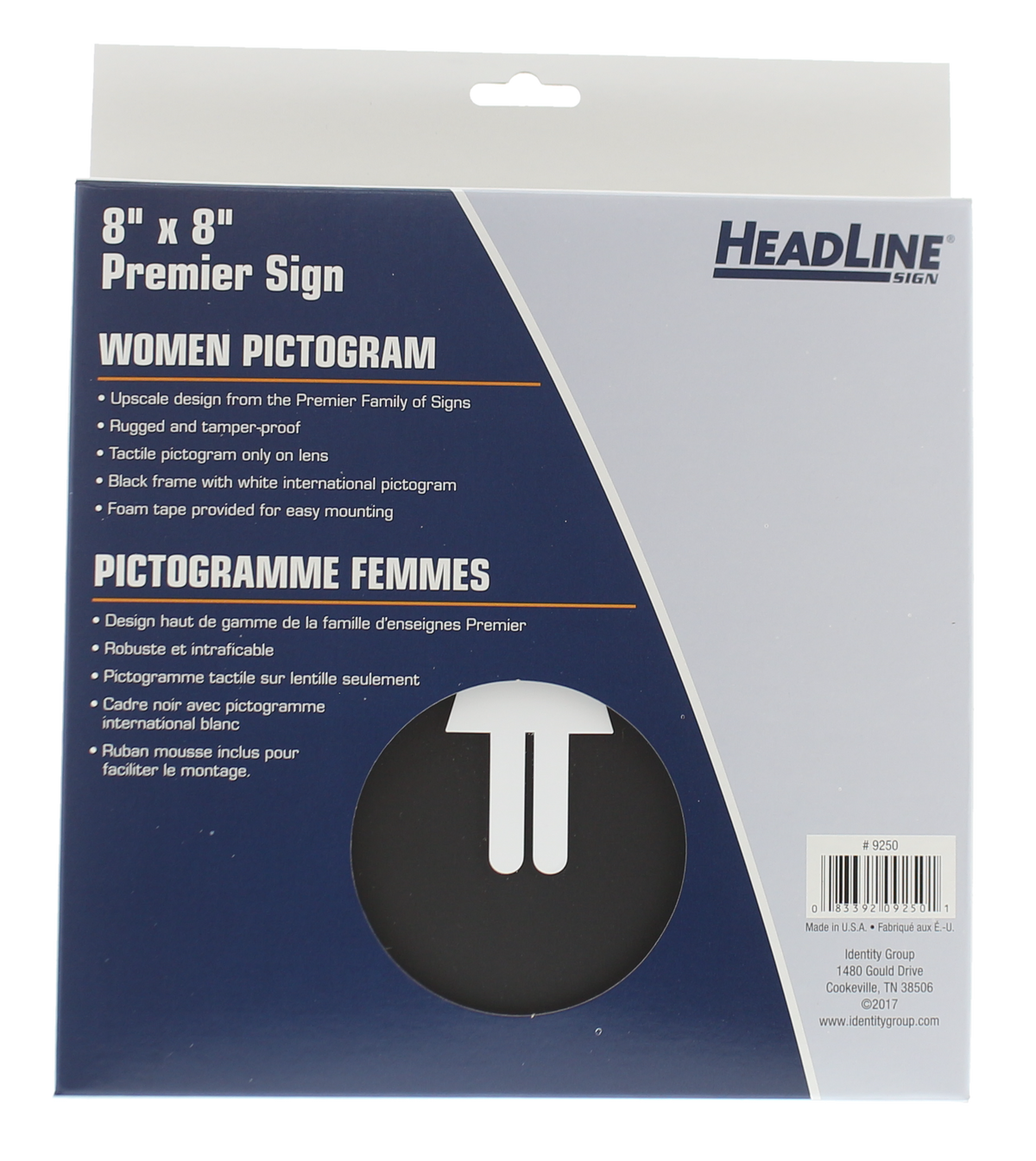 Headline Sign Premier WOMEN Restroom Sign - 8&quot; H x 8&quot; L - Black