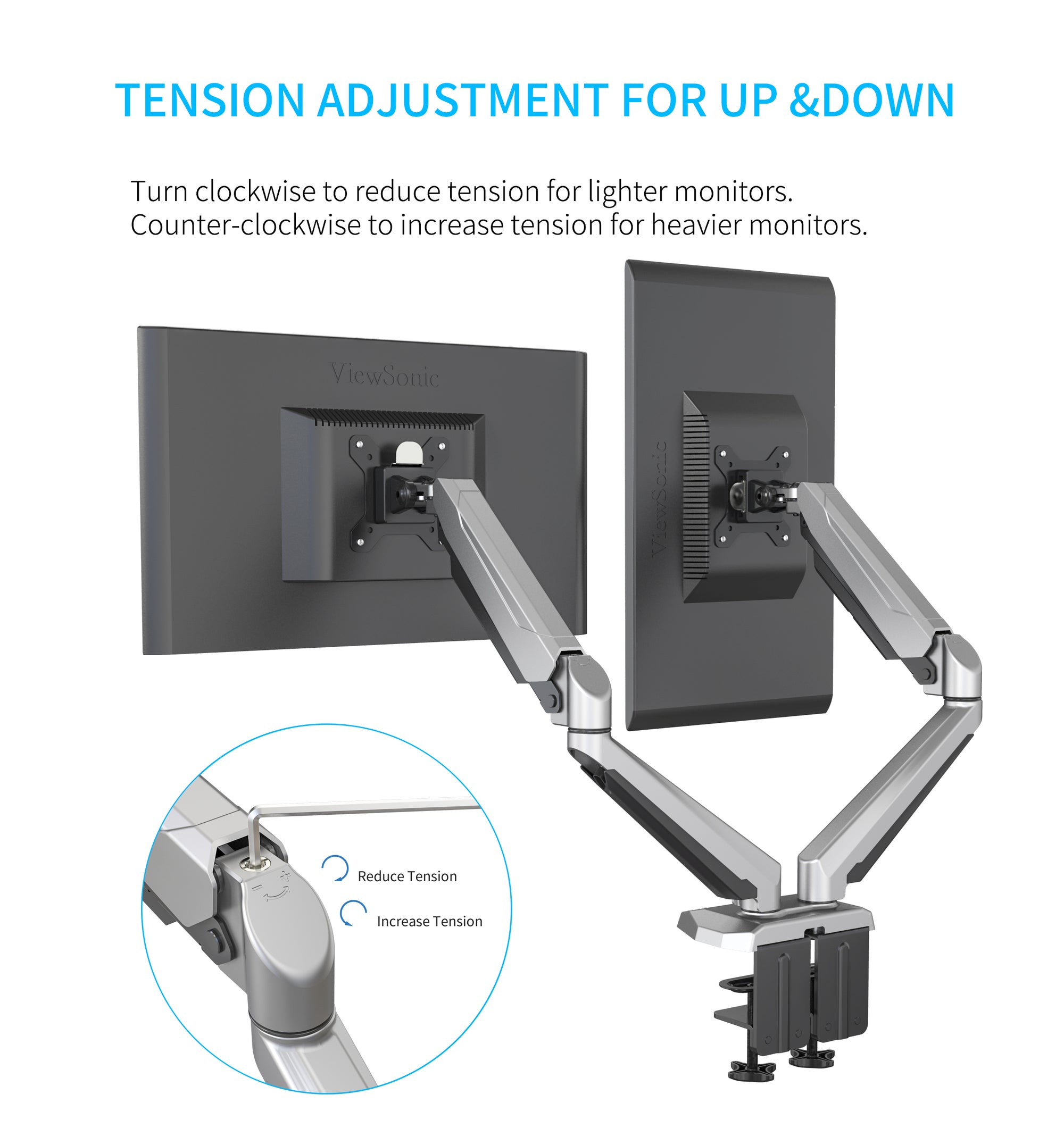 ShoppingAll Adjustable Dual Monitor Desk Mount Silver