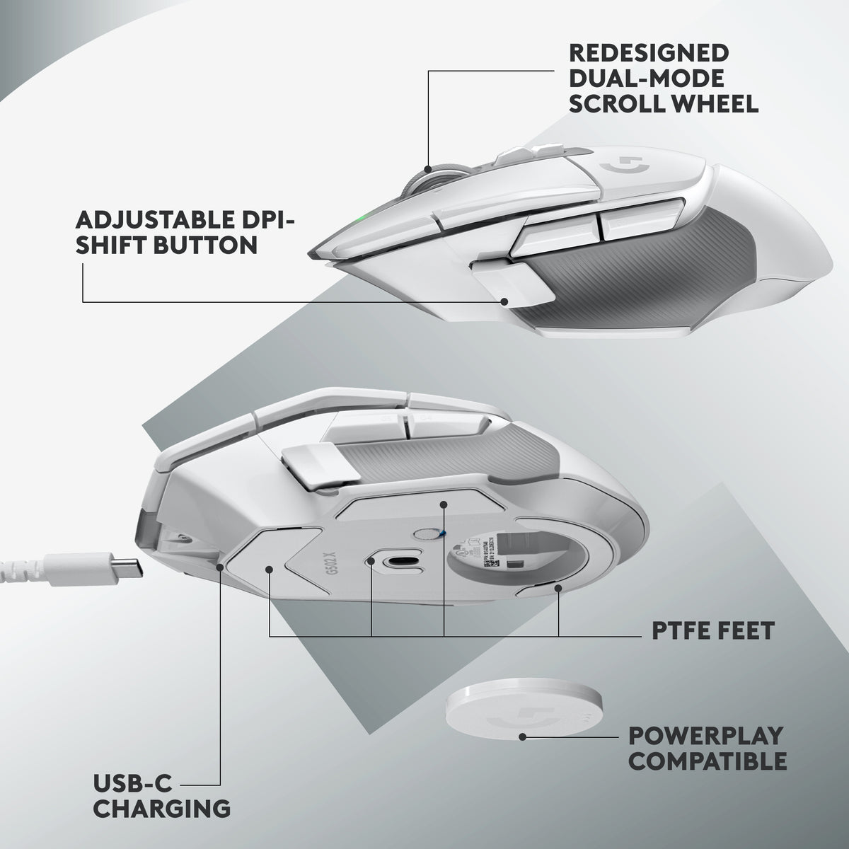 Logitech G502 X Lightspeed Wireless Gaming Mouse White