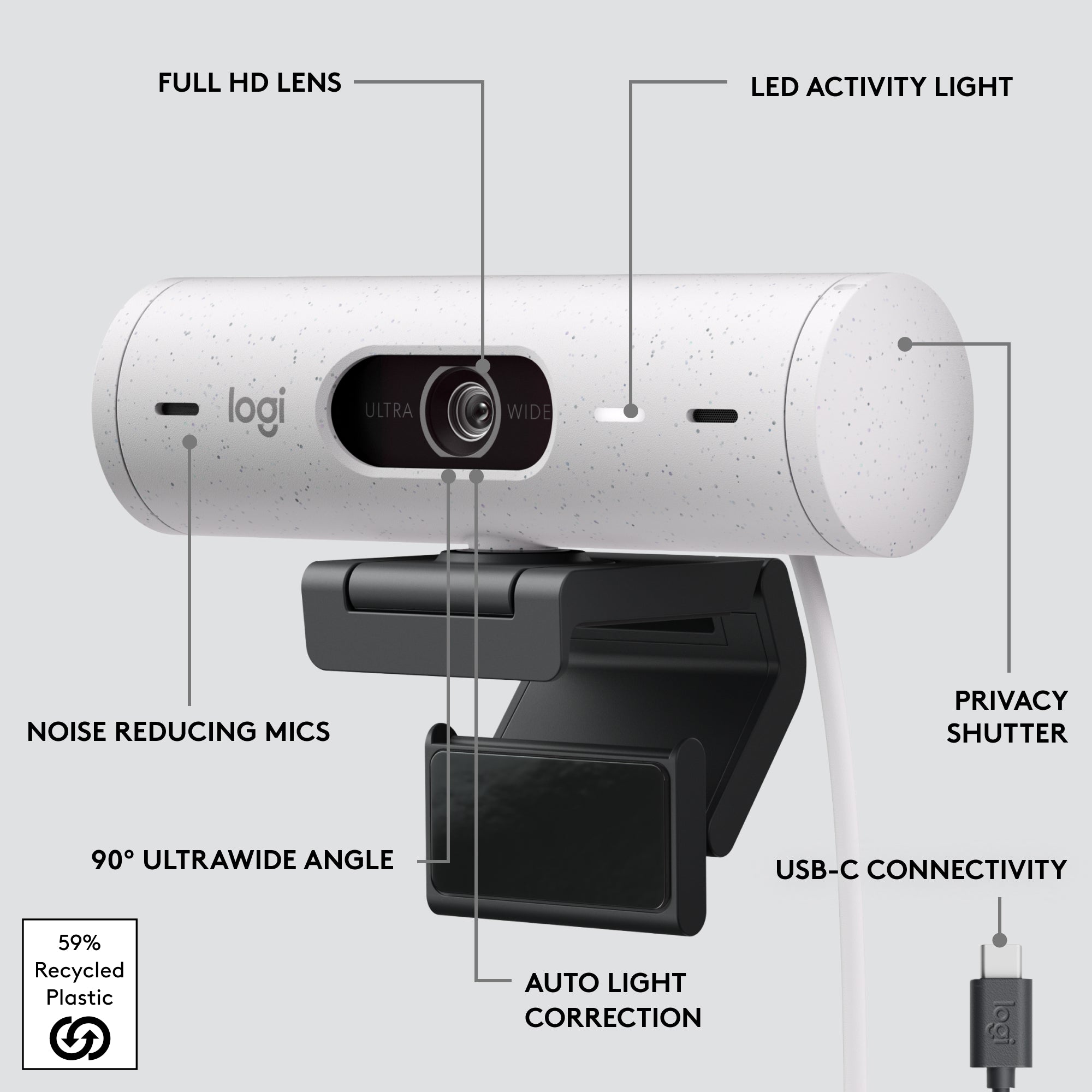 Logitech Brio 500 Full HD Webcam Off White