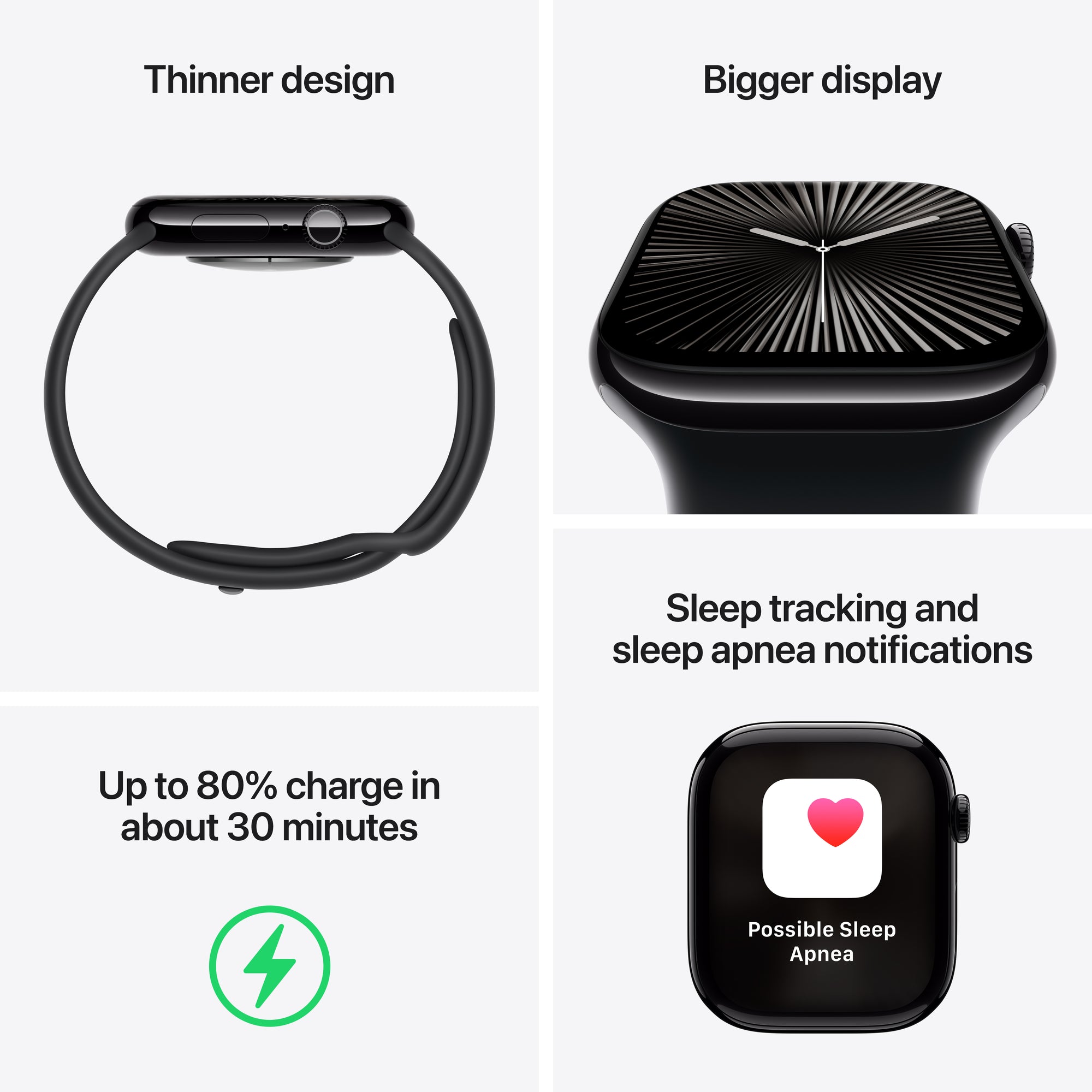 Apple Watch Series 10 MWWE3AM/A 42mm Jet Black S/M