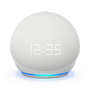 Amazon Echo Dot 5th Gen Smart Speaker with Clock Glacier White