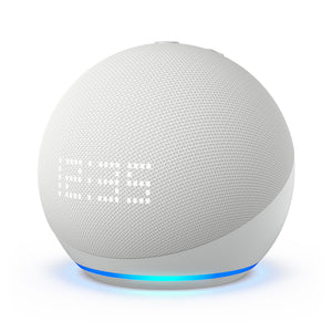 Amazon Echo Dot 5th Gen Smart Speaker with Clock Glacier White