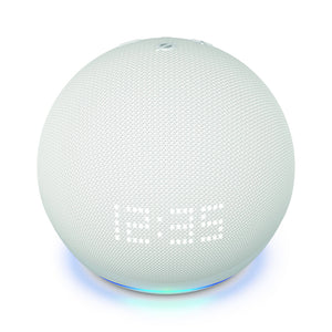 Amazon Echo Dot 5th Gen Smart Speaker with Clock Glacier White