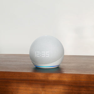 Amazon Echo Dot 5th Gen Smart Speaker with Clock Glacier White