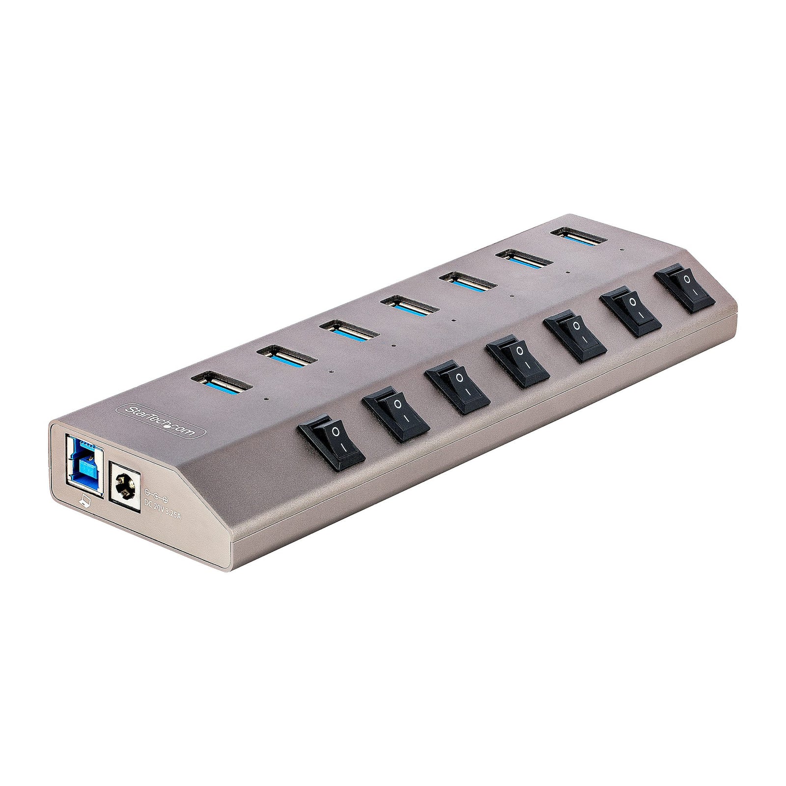 StarTech 7 Port Self Powered USB Hub with Individual On/Off Switches  Space Gre