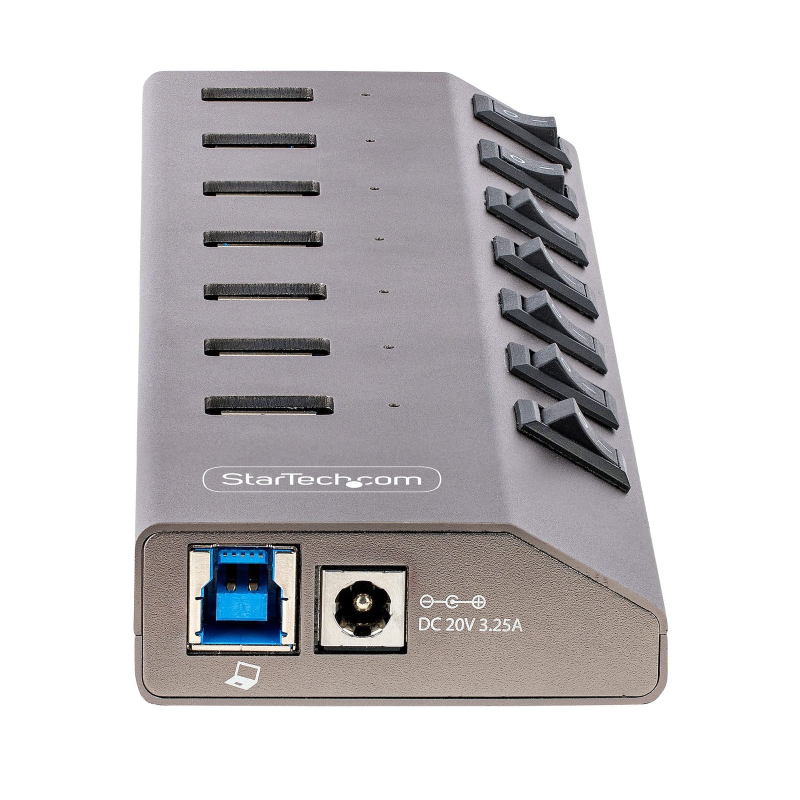StarTech 7 Port Self Powered USB Hub with Individual On/Off Switches  Space Gre
