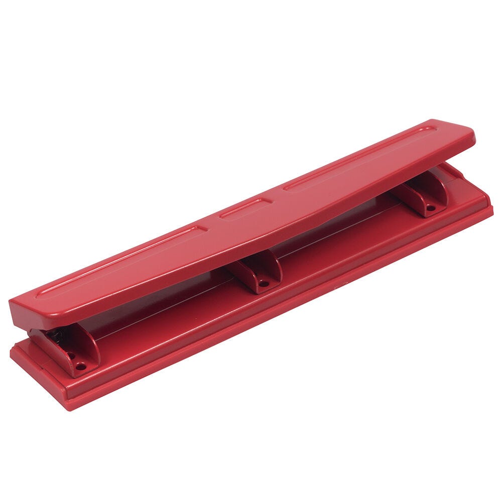 JAM Paper Metal 3 Hole Punch 10 Sheet Capacity Red