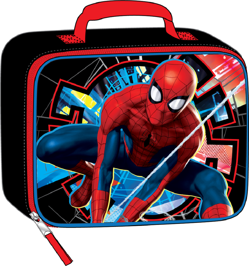 Bioworld SpiderMan Lunch Bag Embossed Graphics Black/Red