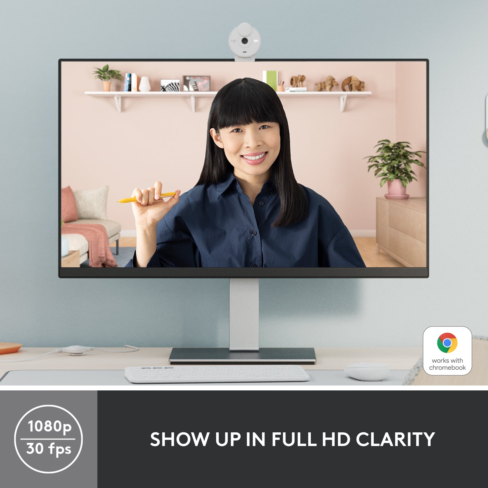 Logitech Brio 300 Full HD Webcam White