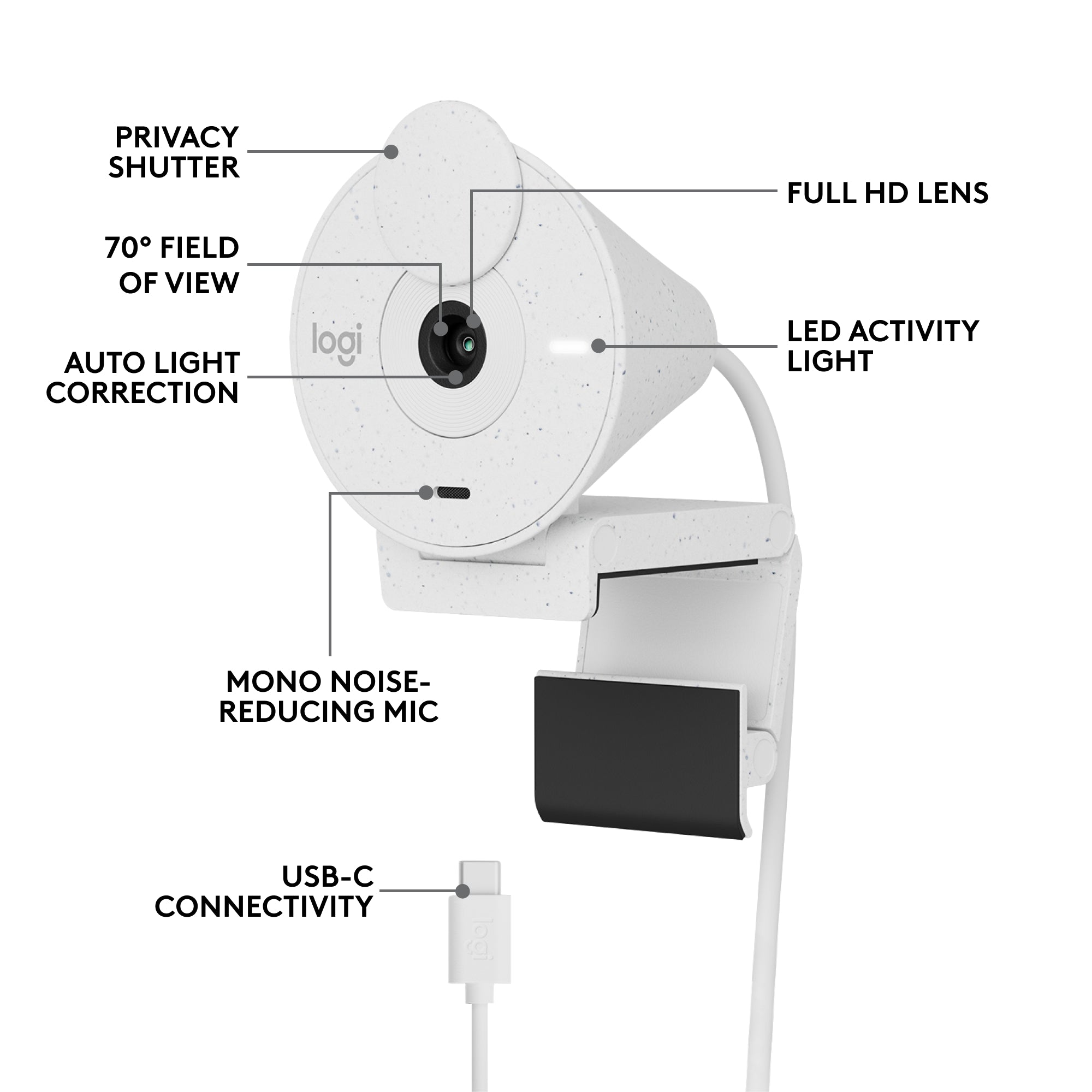 Logitech Brio 300 Full HD Webcam White