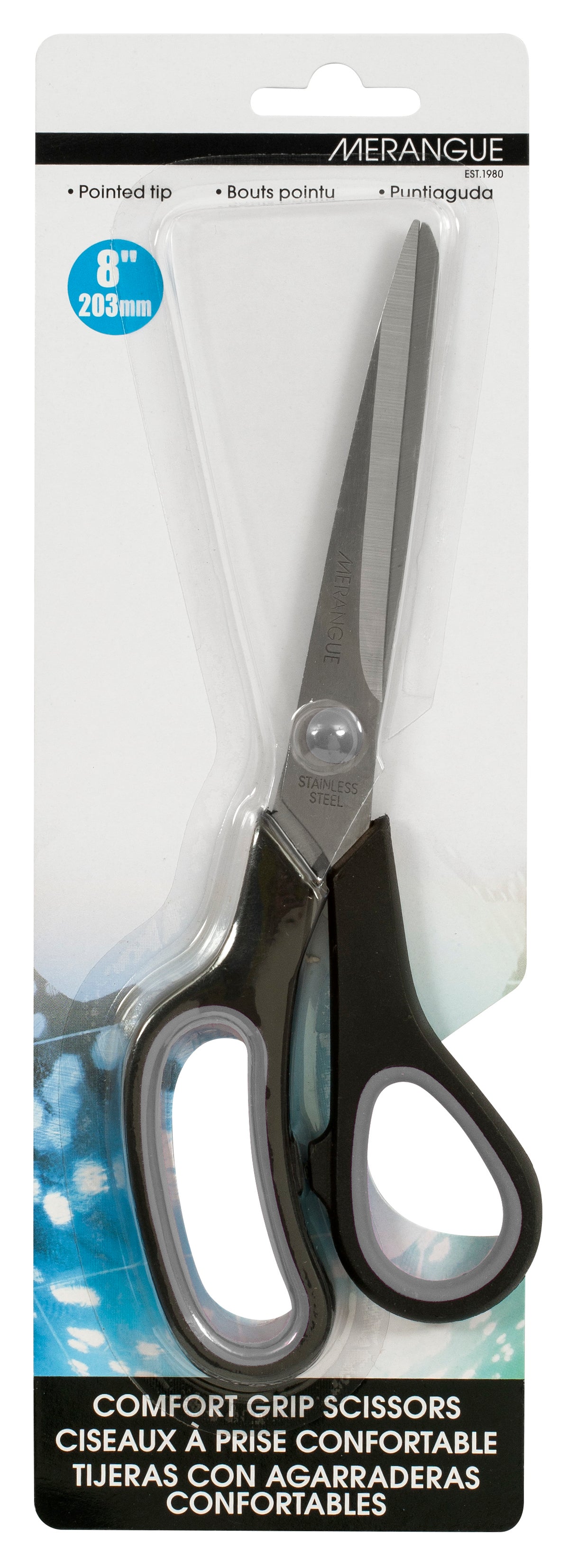 Merangue 8" Comfort Grip Scissors Assorted 12 Pack