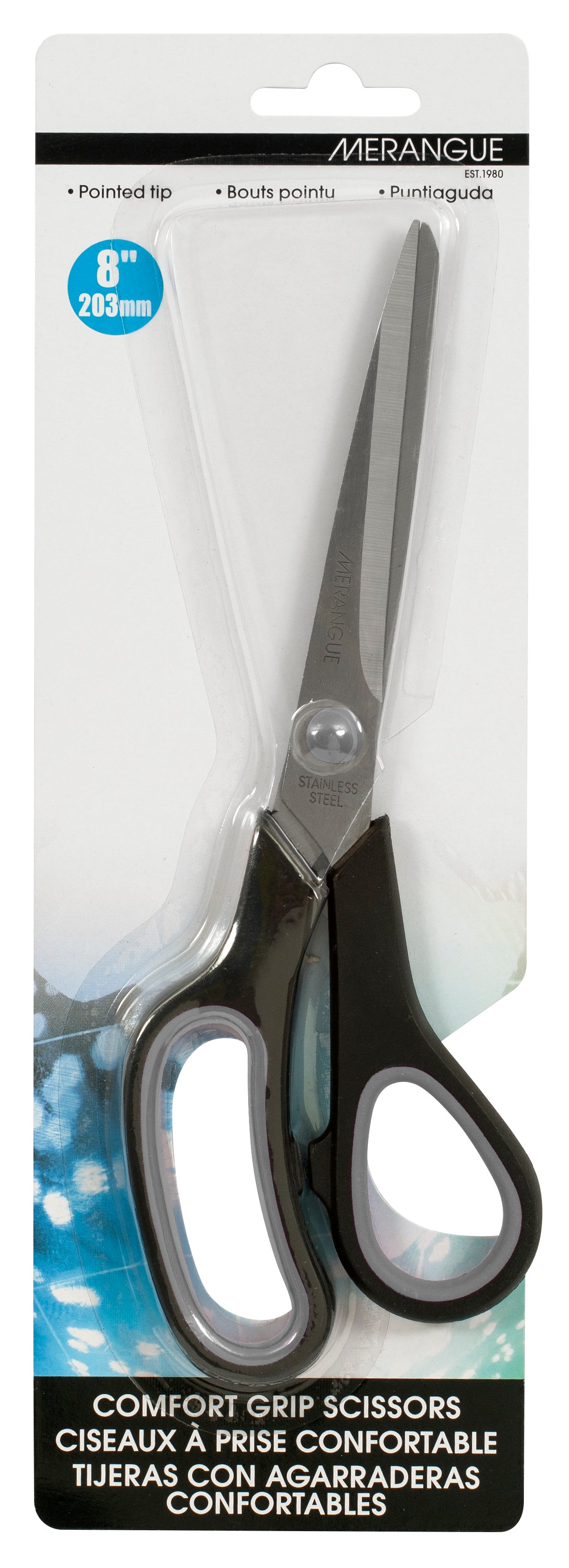 Merangue 8" Comfort Grip Scissors Assorted 12 Pack