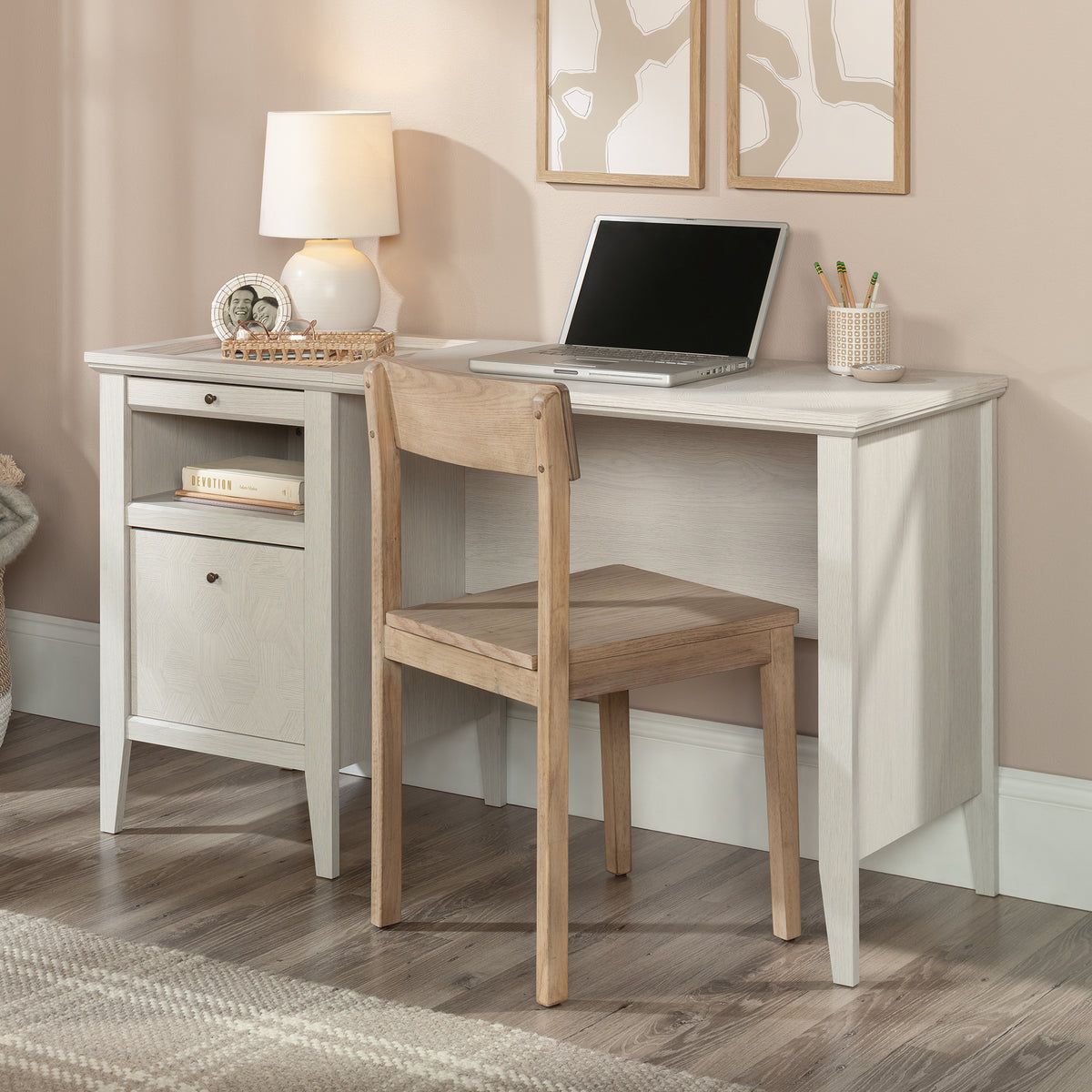 Sauder 53" Larkin Ledge Desk Glacier Oak