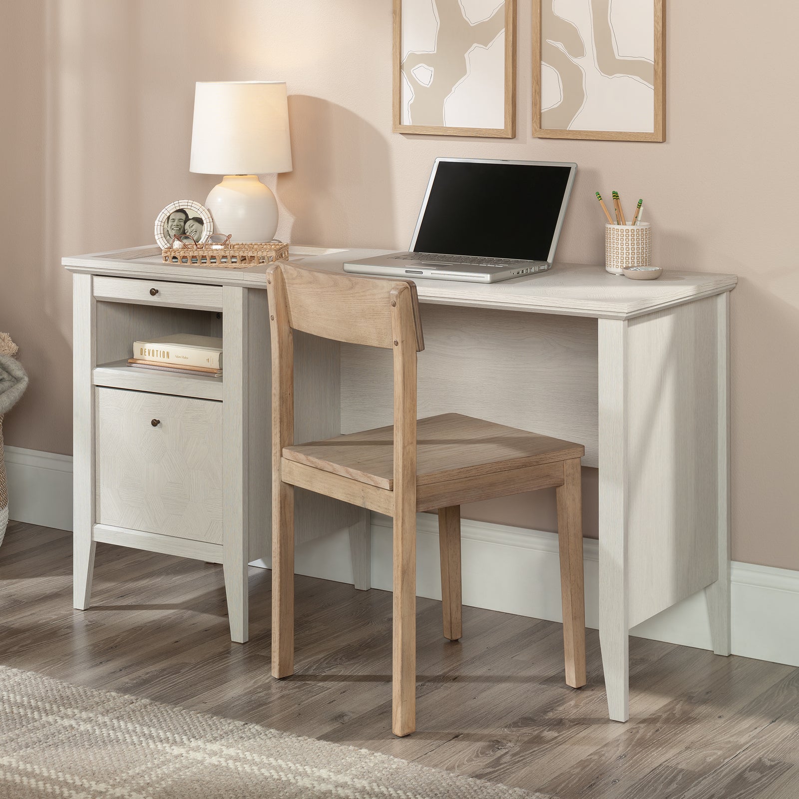 Sauder 53" Larkin Ledge Desk Glacier Oak