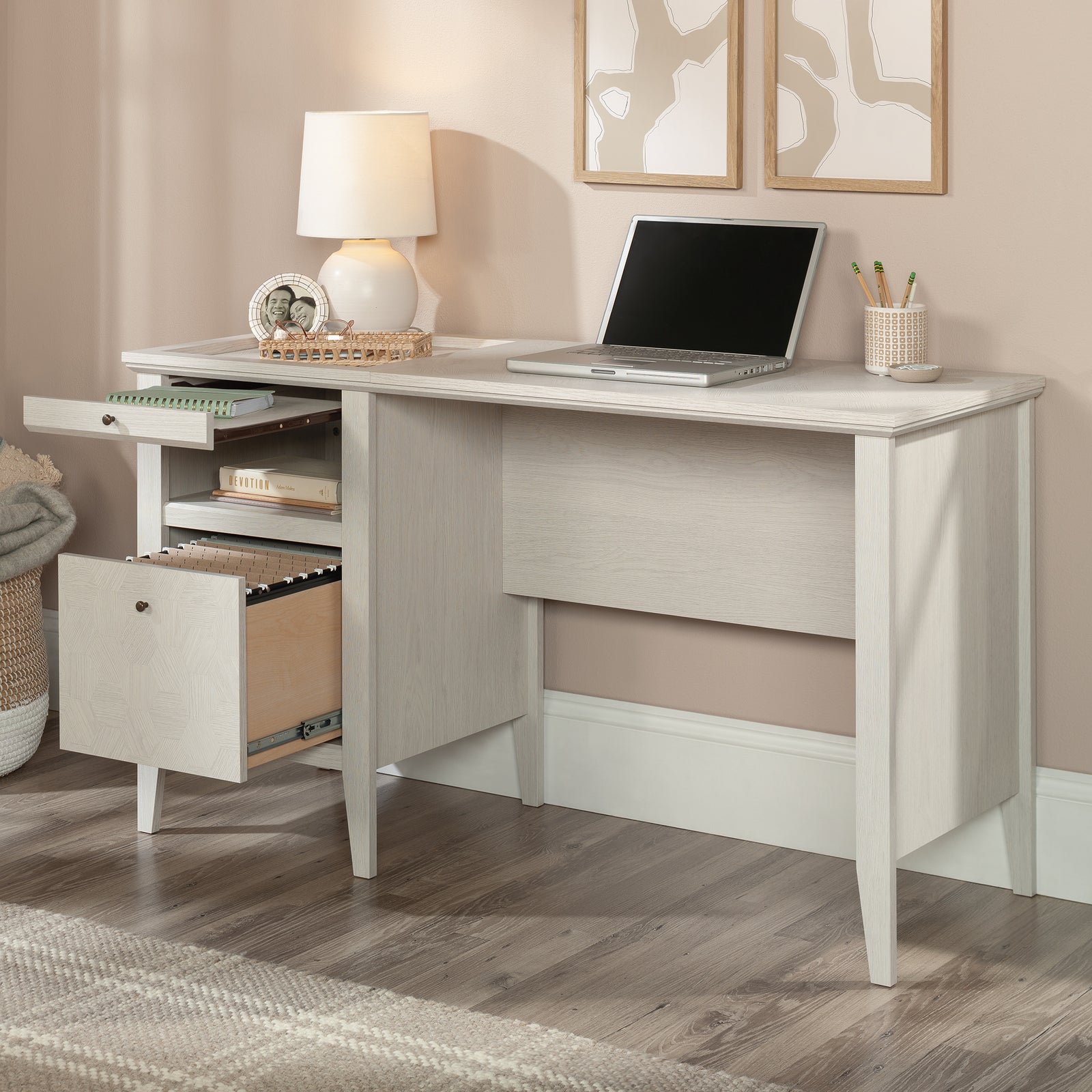Sauder 53" Larkin Ledge Desk Glacier Oak