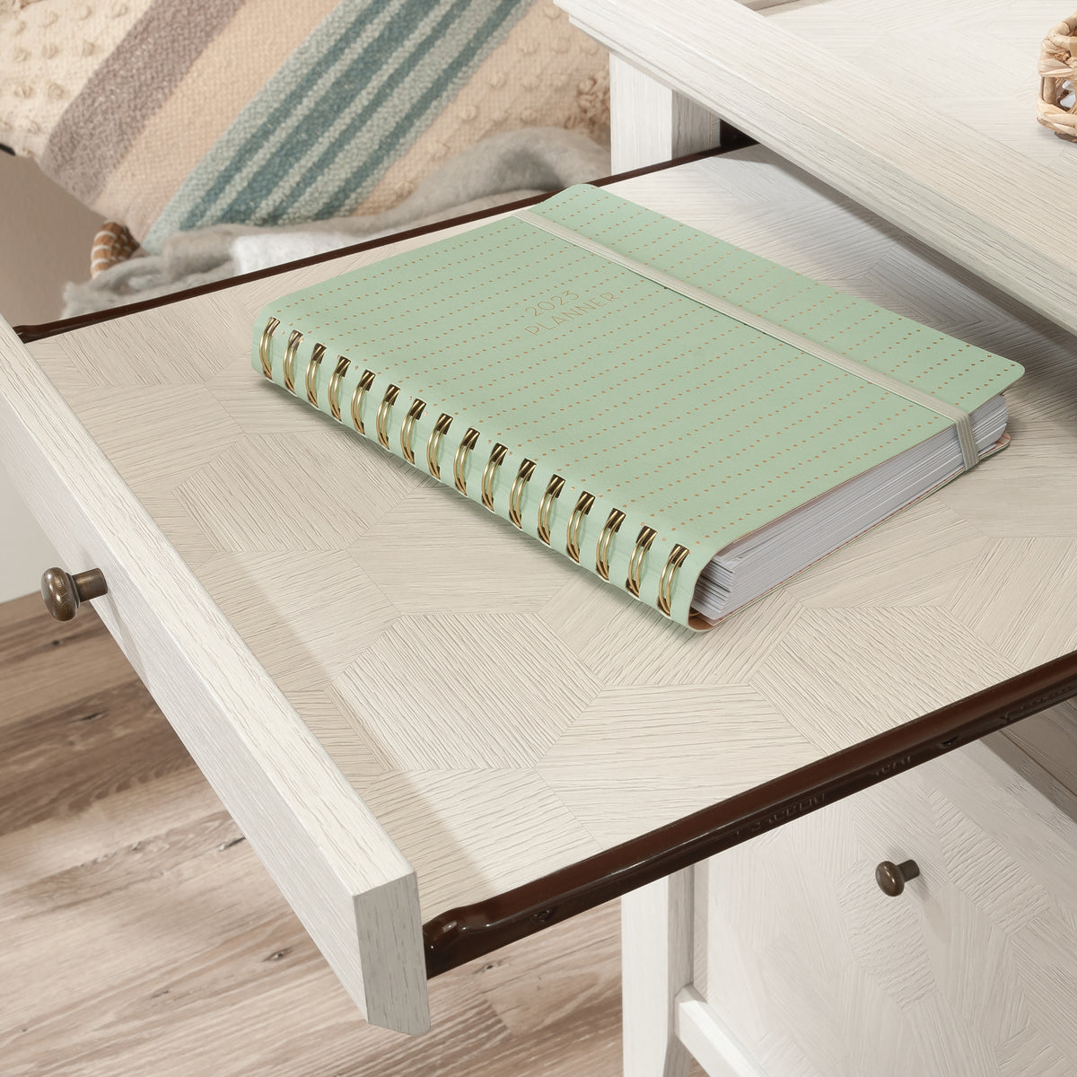 Sauder 53" Larkin Ledge Desk Glacier Oak
