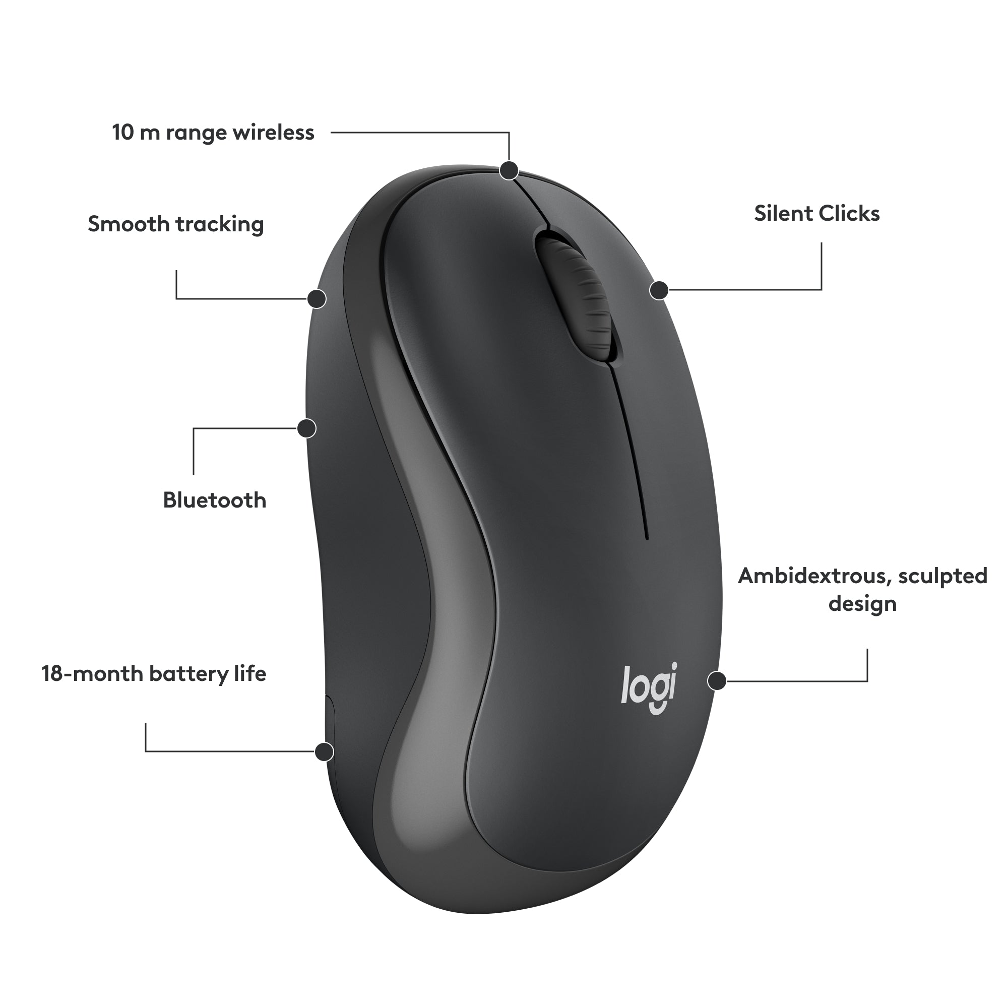 Logitech M240 Silent Wireless Mouse Graphite
