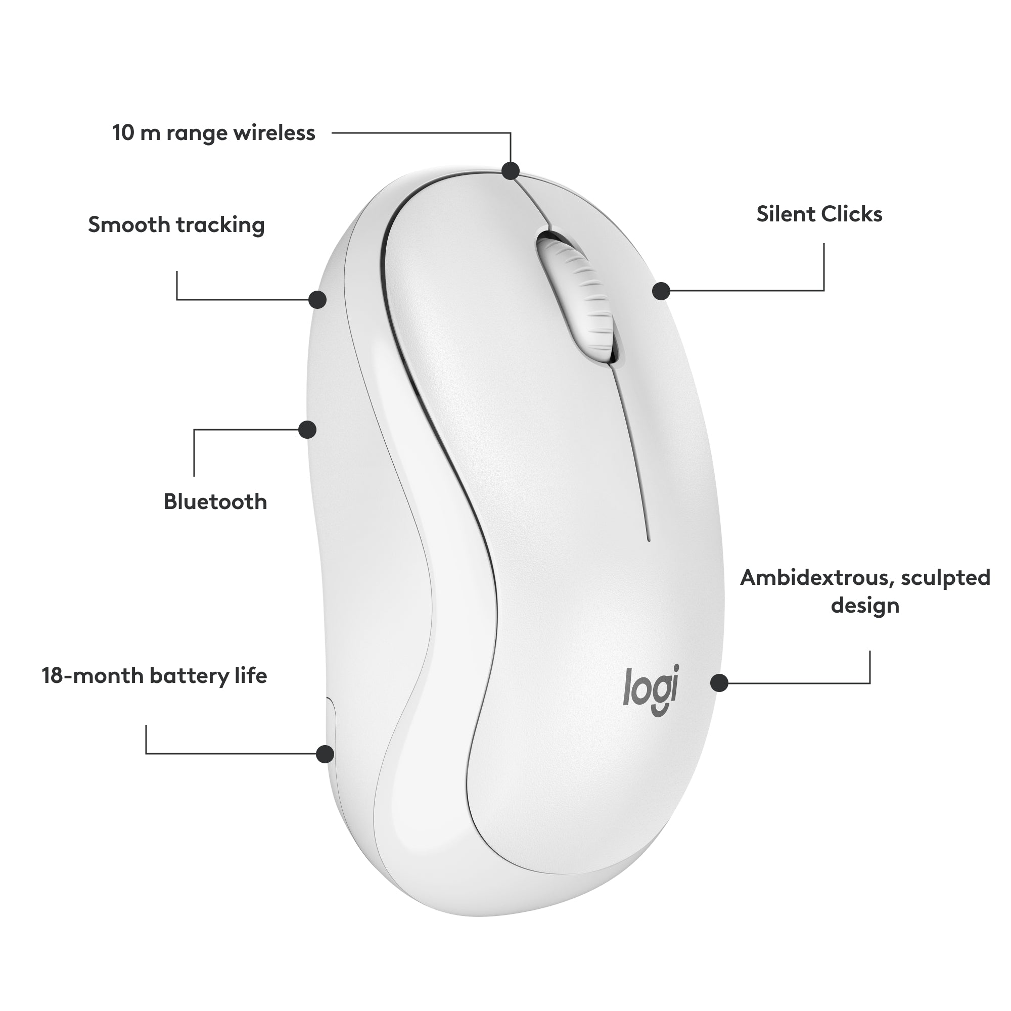 Logitech M240 Silent Wireless Mouse Off-White