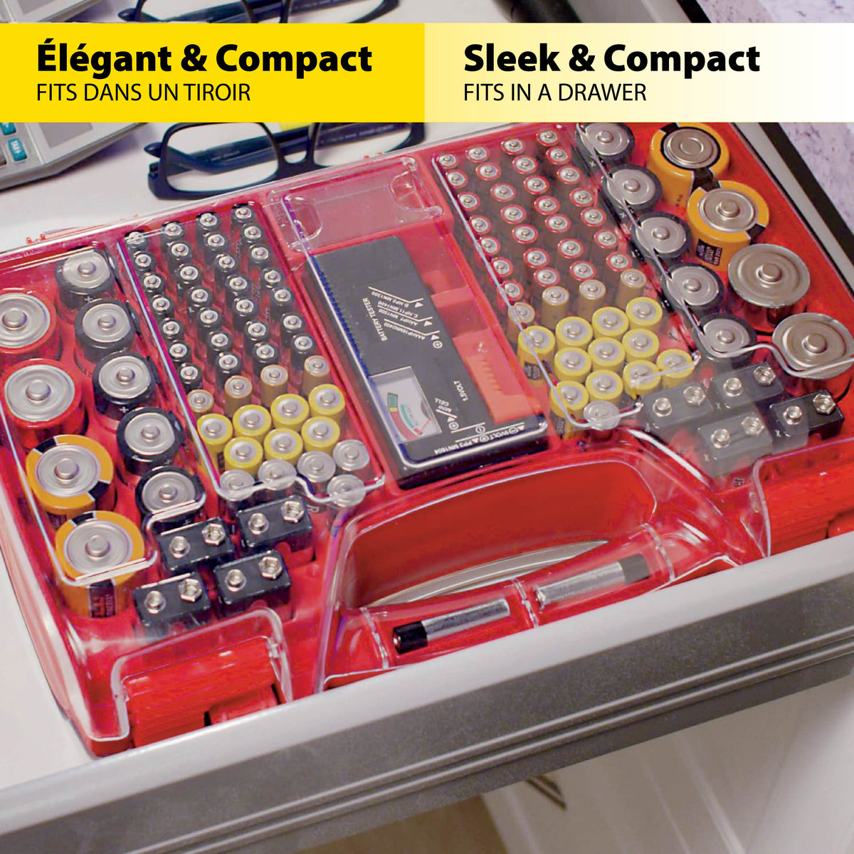 Battery Daddy 180 Battery Organizer With Tester and Storage Case