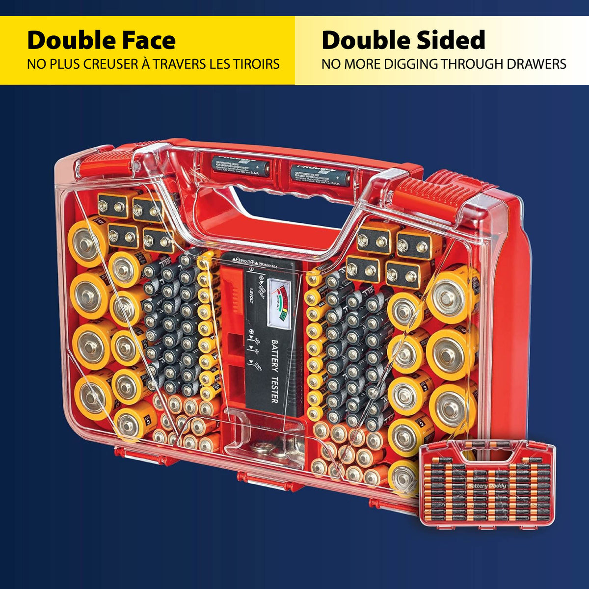 Battery Daddy 180 Battery Organizer With Tester and Storage Case