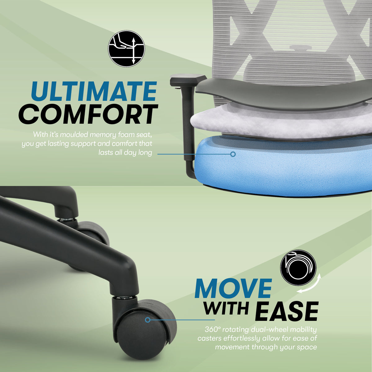 Serta SitTrue Ridgefield High Back Ergonomic Mesh Chair Gray