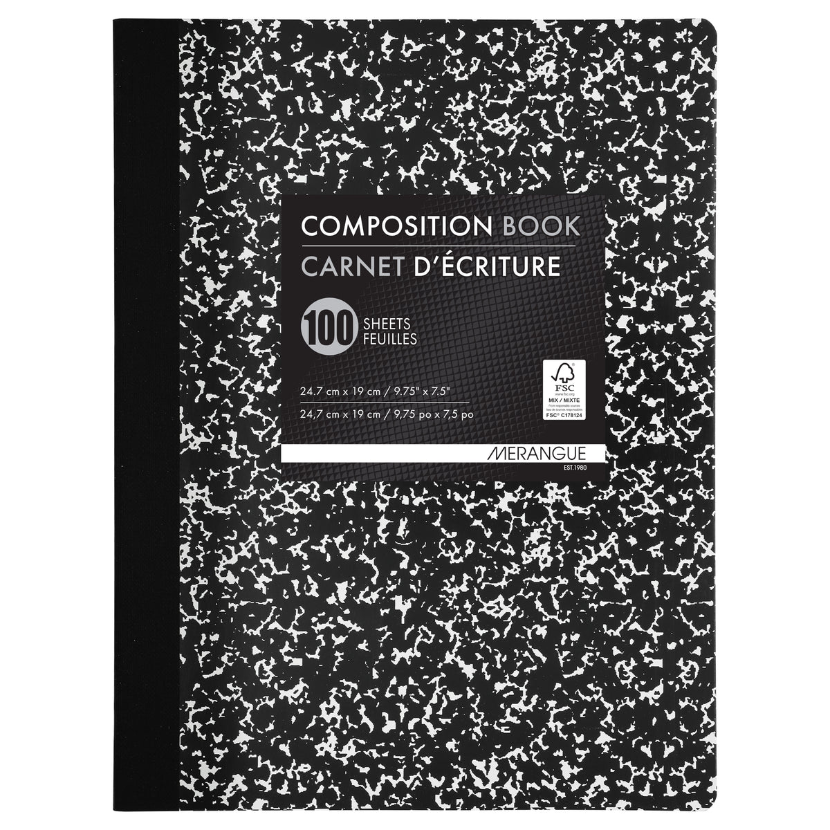 Merangue 100 Page Composition Book Black Pack of 6