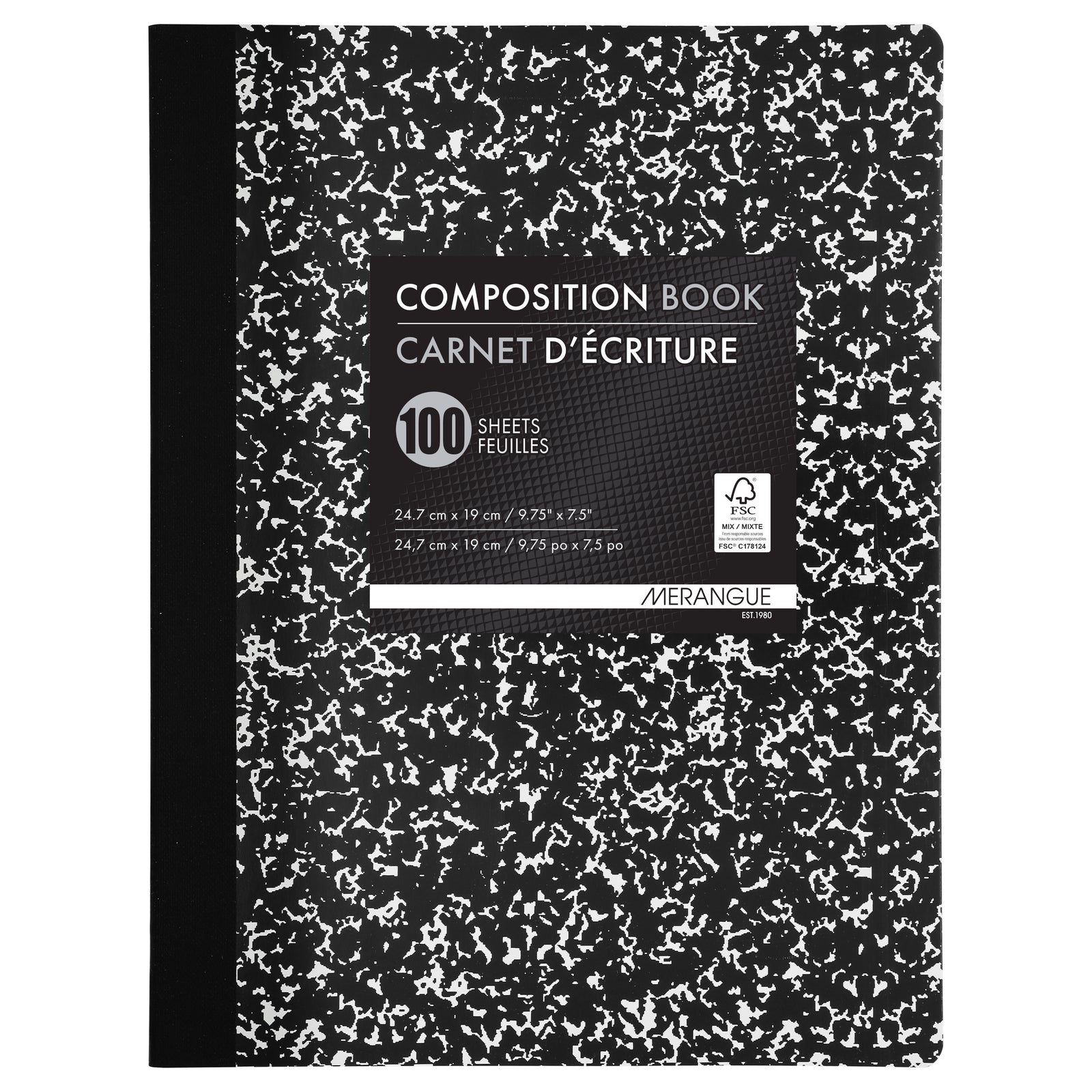 Merangue 100 Page Composition Book Black Pack of 6