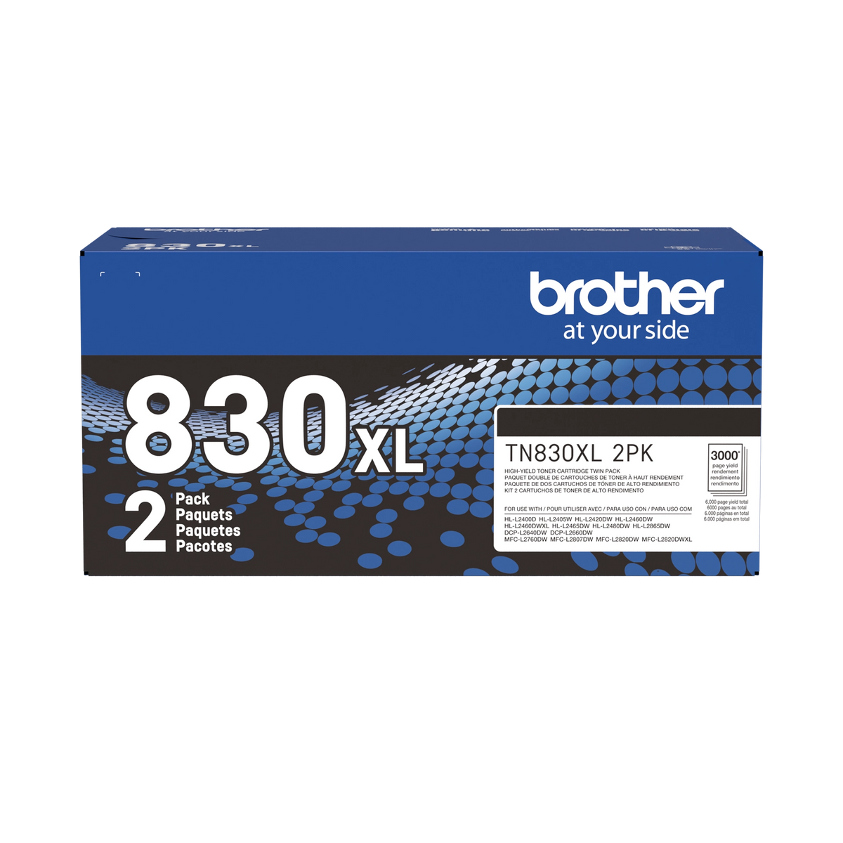 Brother TN830XL High Yield Toner Cartridge Black 2 Pack