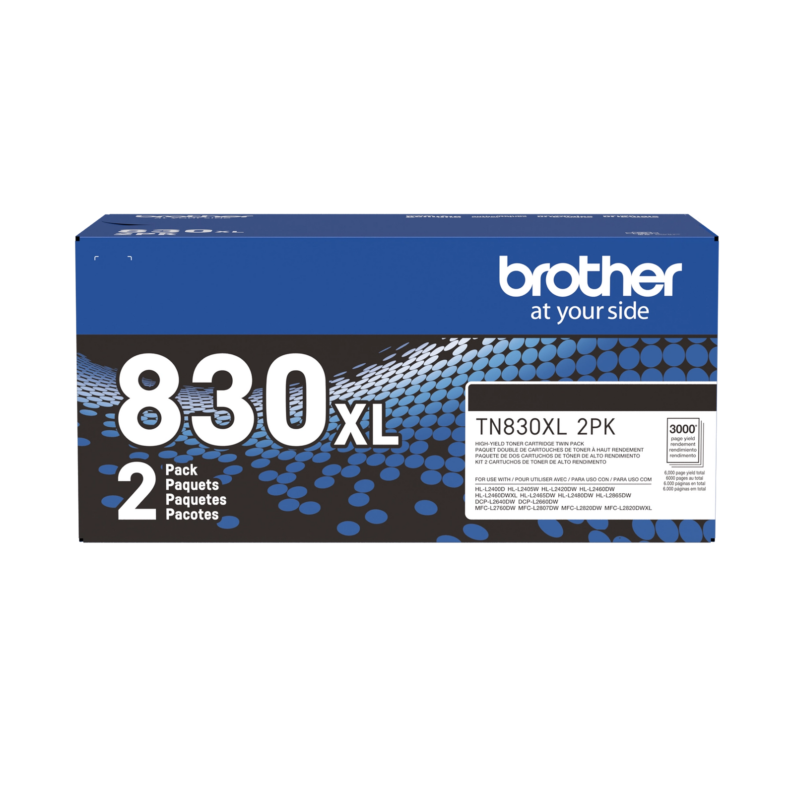 Brother TN830XL High Yield Toner Cartridge Black 2 Pack