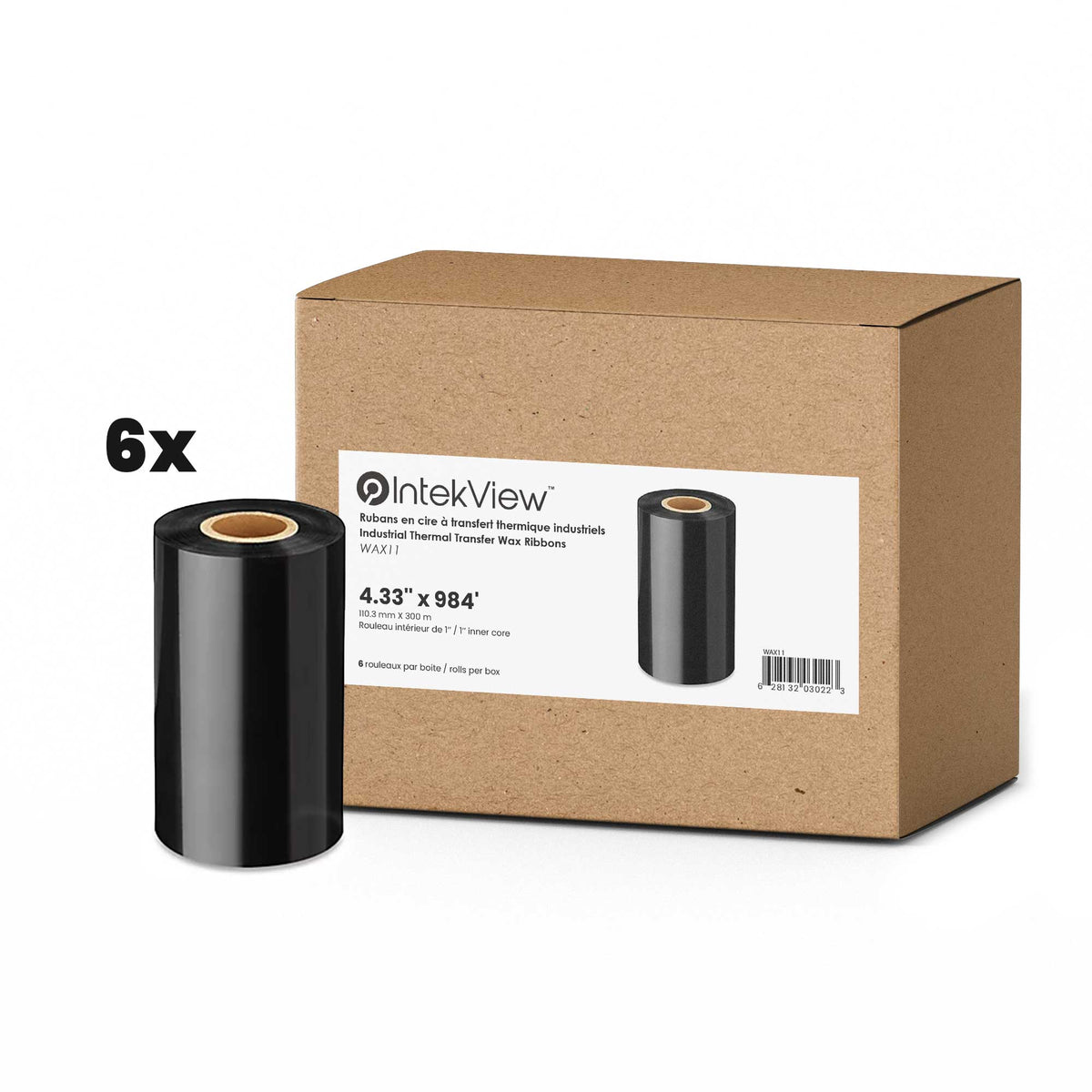 IntekView Thermal Transfer Ribbon Wax 6 Pack