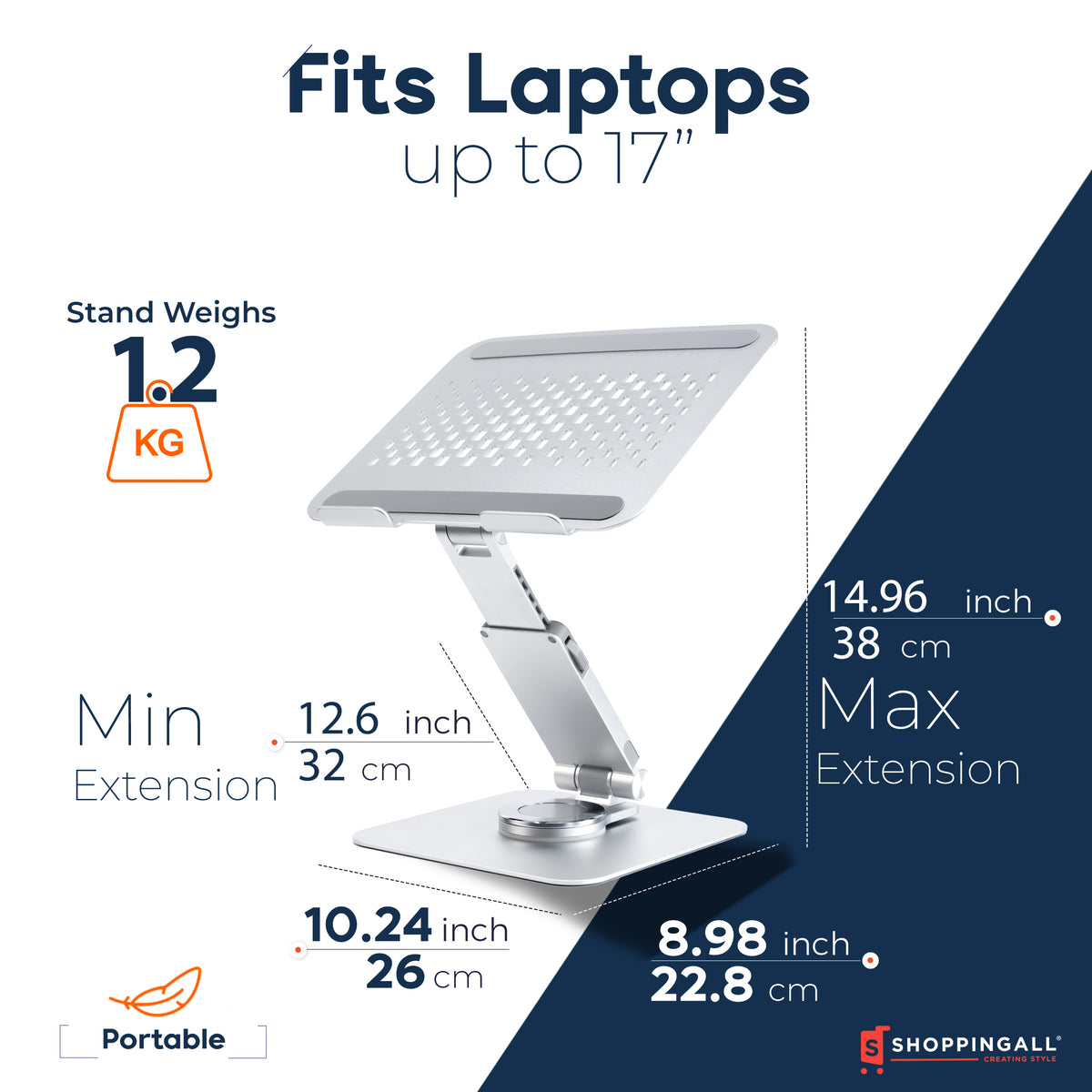 ShoppingAll Ergonomic Height and Angle Adjustable Laptop Stand Riser for Laptop