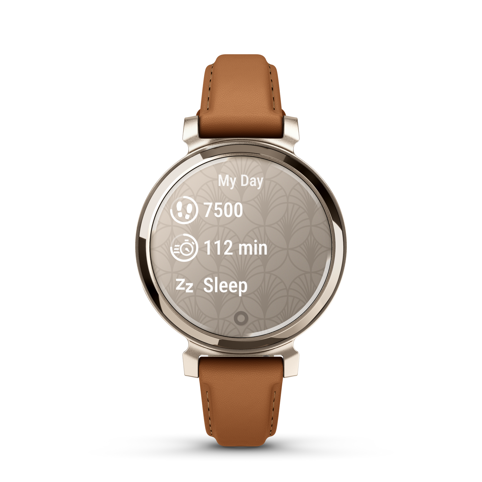 Garmin Lily 2 Cream Gold Case with Tan Leather Band