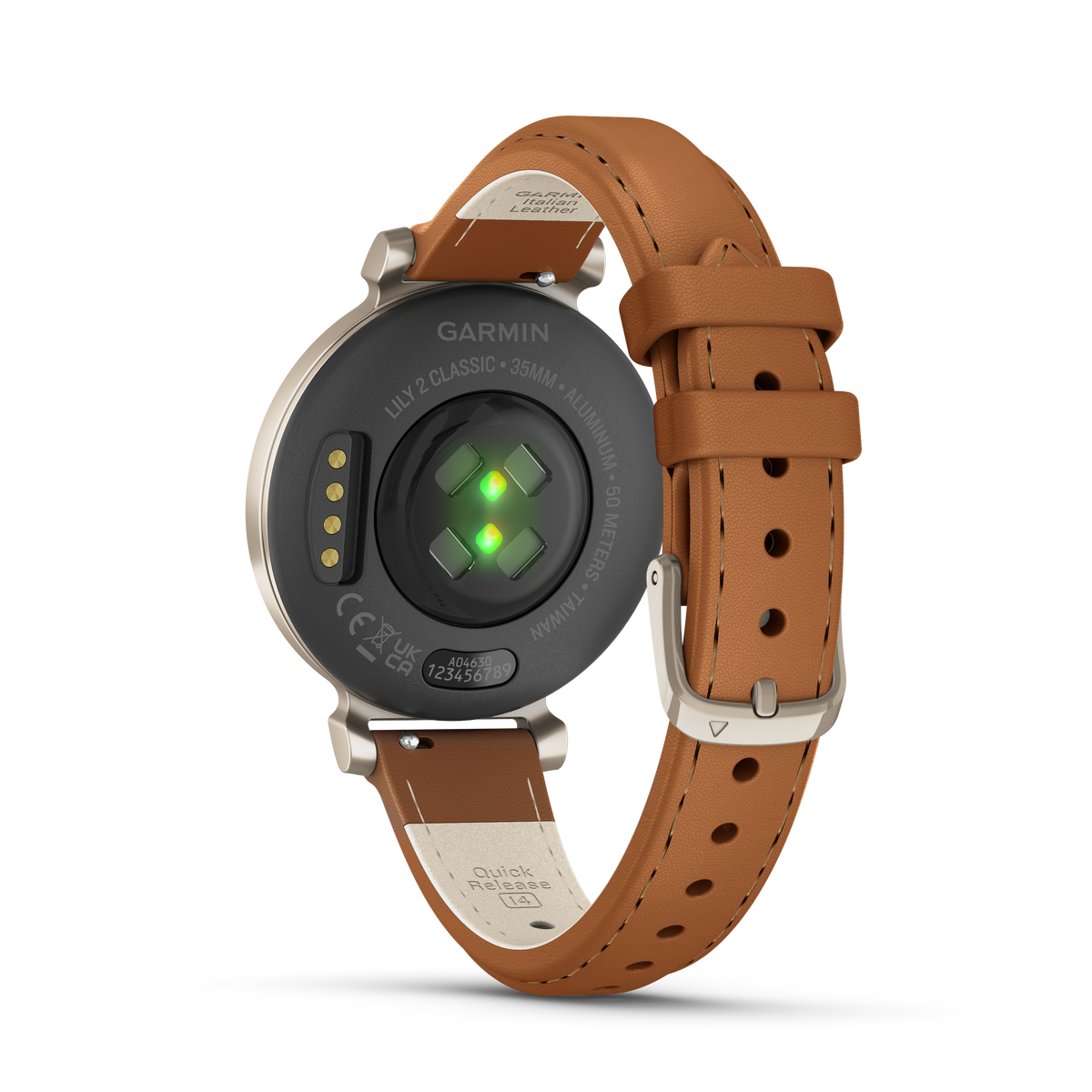 Garmin Lily 2 Cream Gold Case with Tan Leather Band
