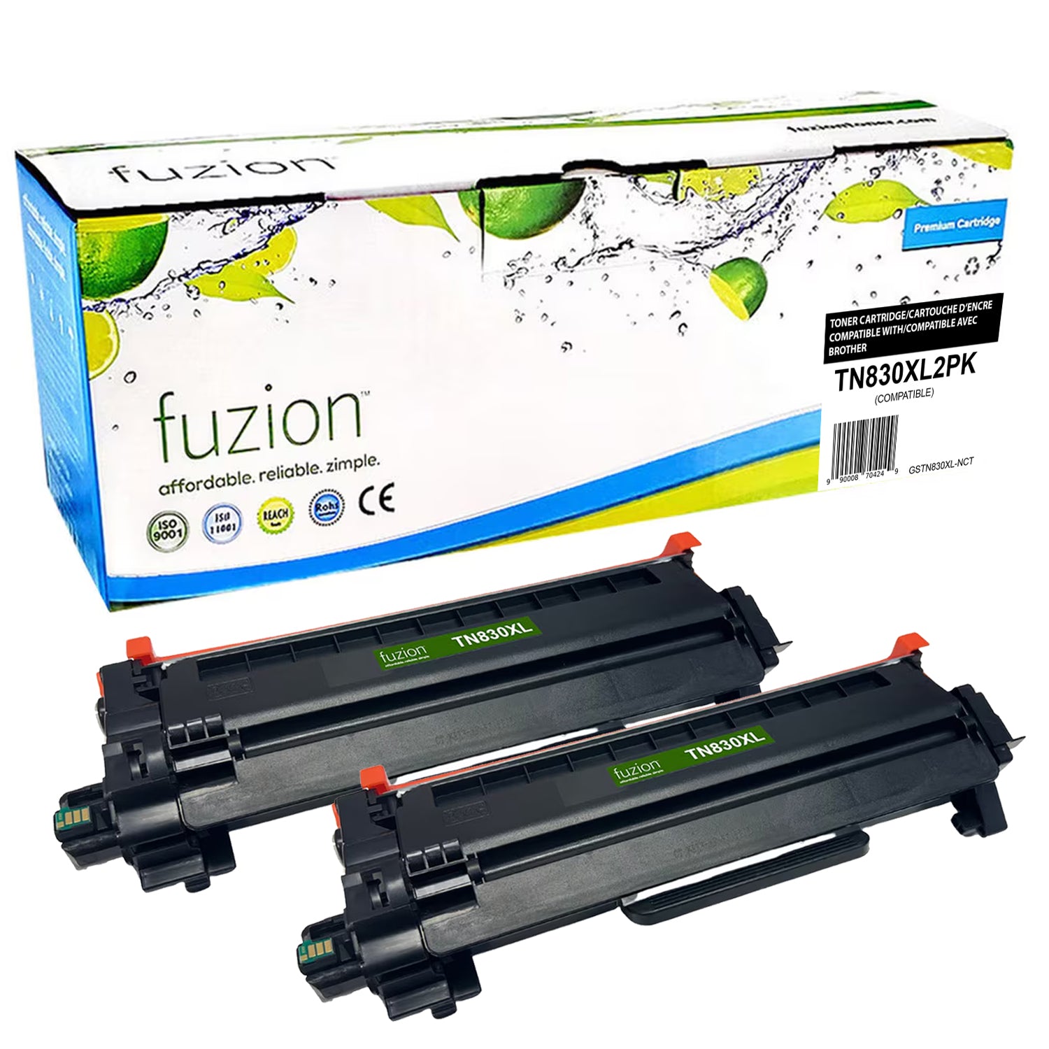 fuzion Brother TN830XL Compatible High Yield Black Toner Cartridge Twin Pack