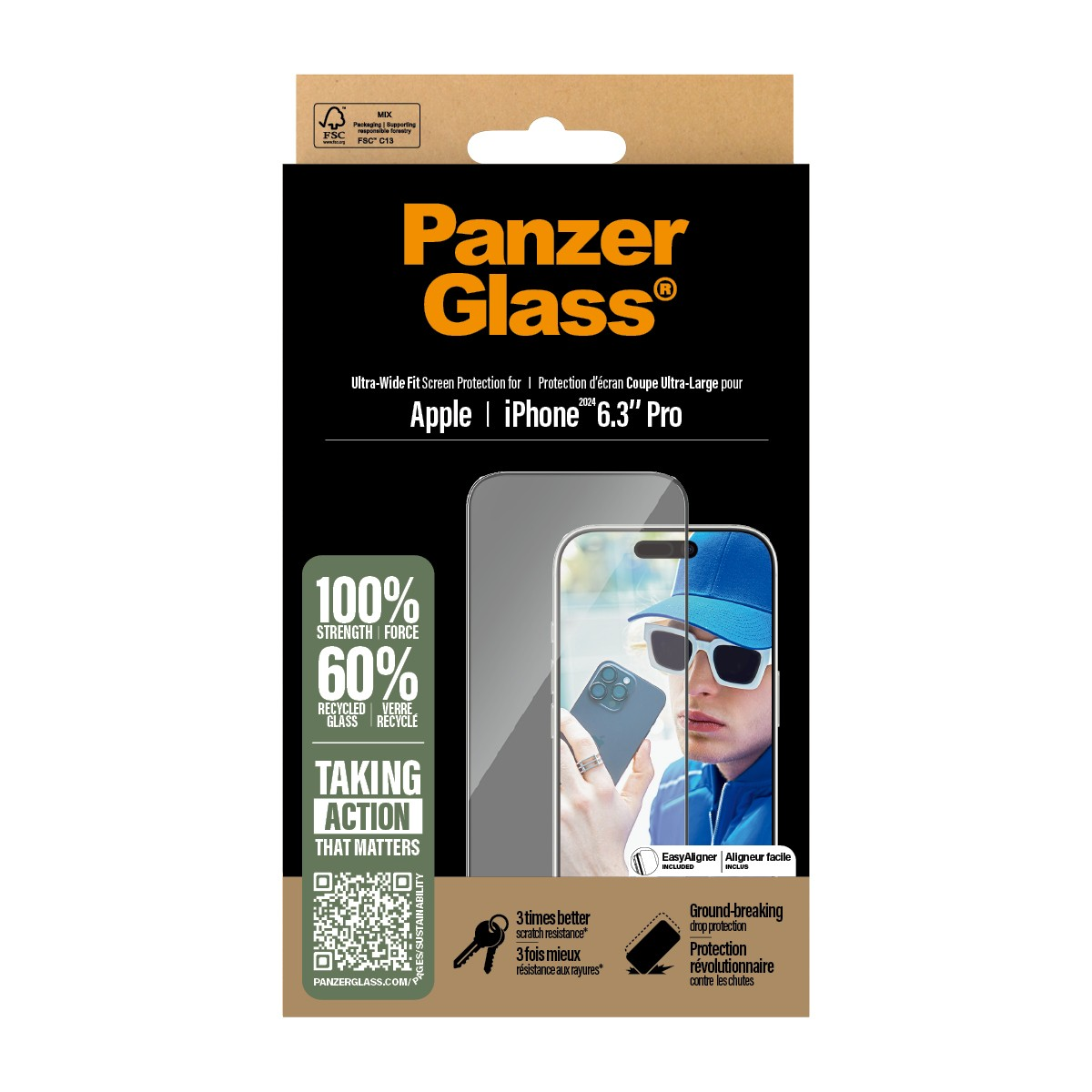PanzerGlass Ultra-Wide Fit Screen Protector For iPhone 16 Pro Clear