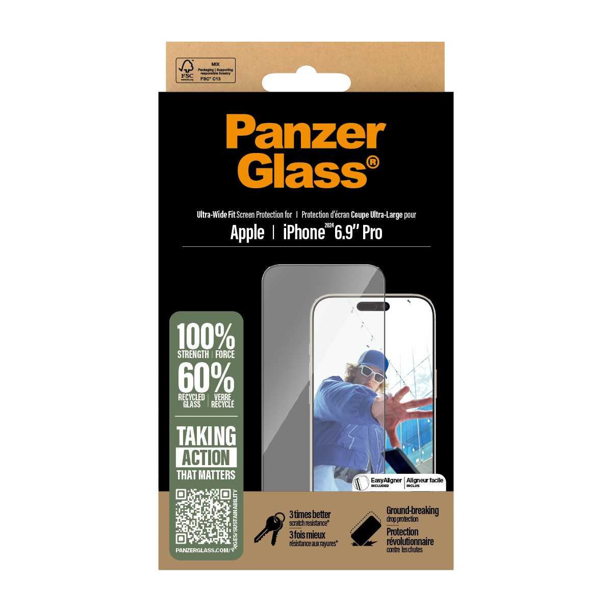 PanzerGlass Ultra-Wide Fit Screen Protector For iPhone 16 Pro Max Clear