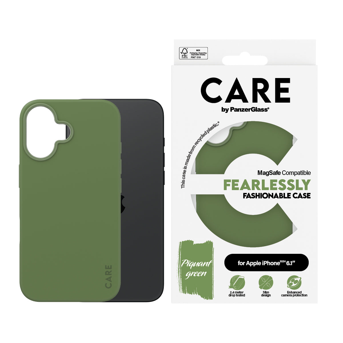 PanzerGlass CARE Case Fashion MagSafe iPhone 16 Green