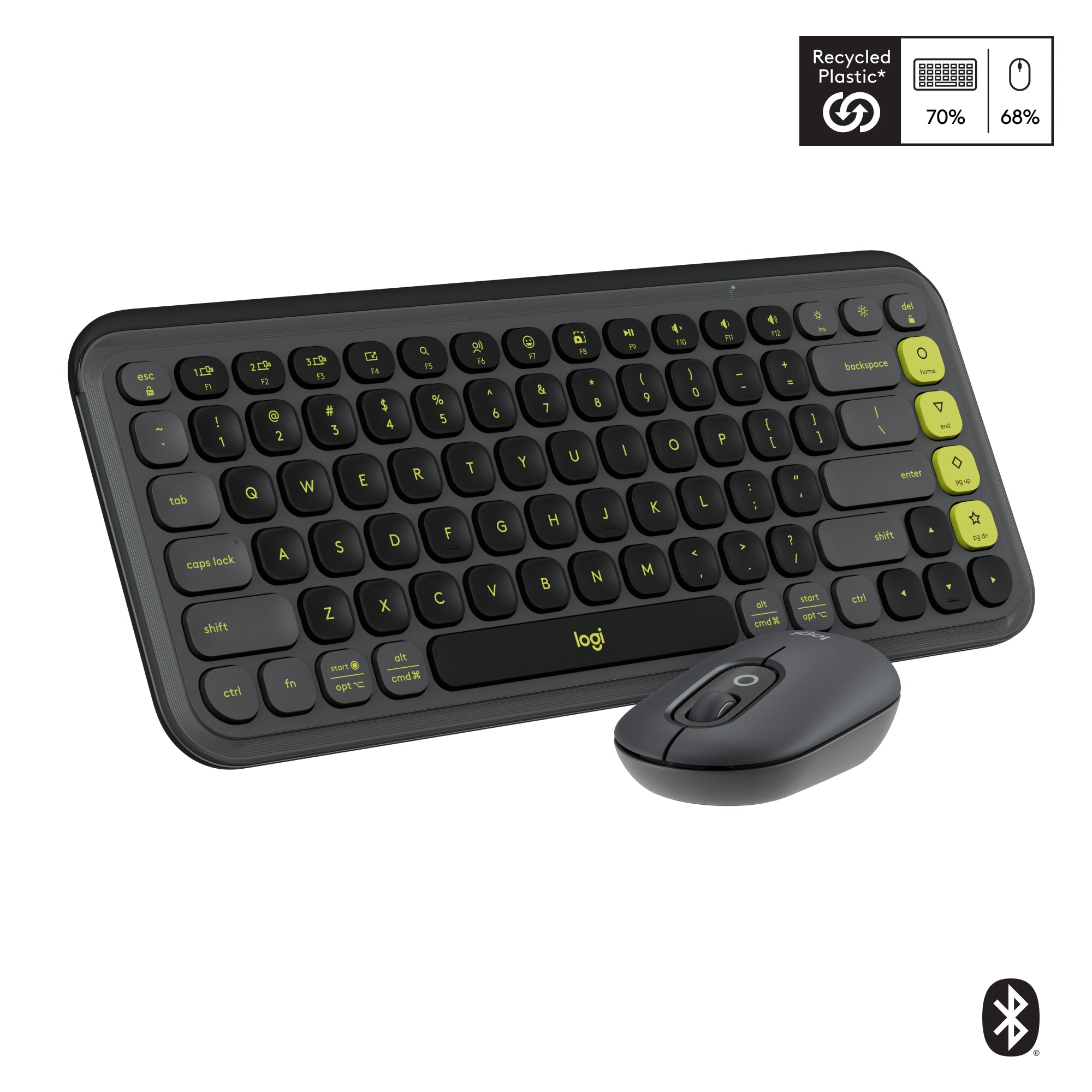 Logitech Pop Icon Bluetooth Keyboard and Mouse Combo Graphite/Lime