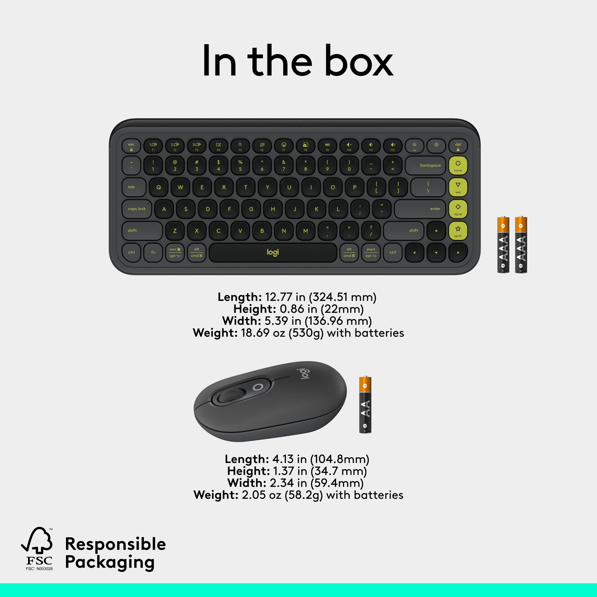 Logitech Pop Icon Bluetooth Keyboard and Mouse Combo Graphite/Lime