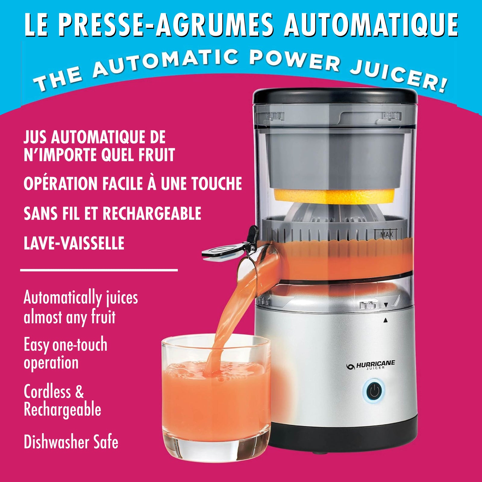 As Seen on TV Hurricane Juicer Cordless Rechargeable Juicer