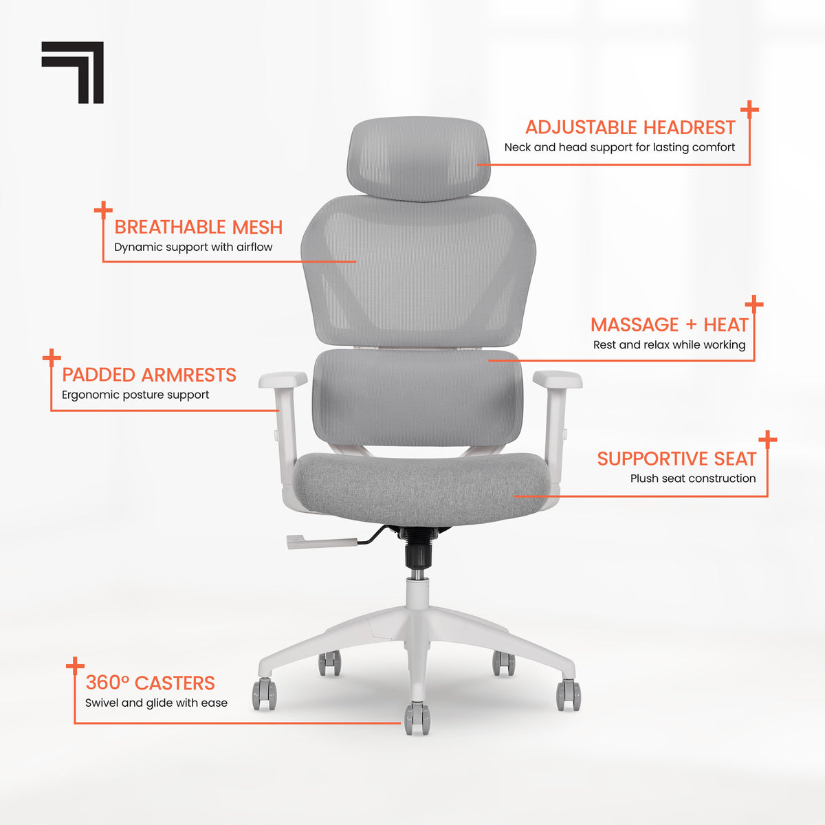 Sharper Image S-800 Ergonomic Mesh Swivel Executive Massage Chair