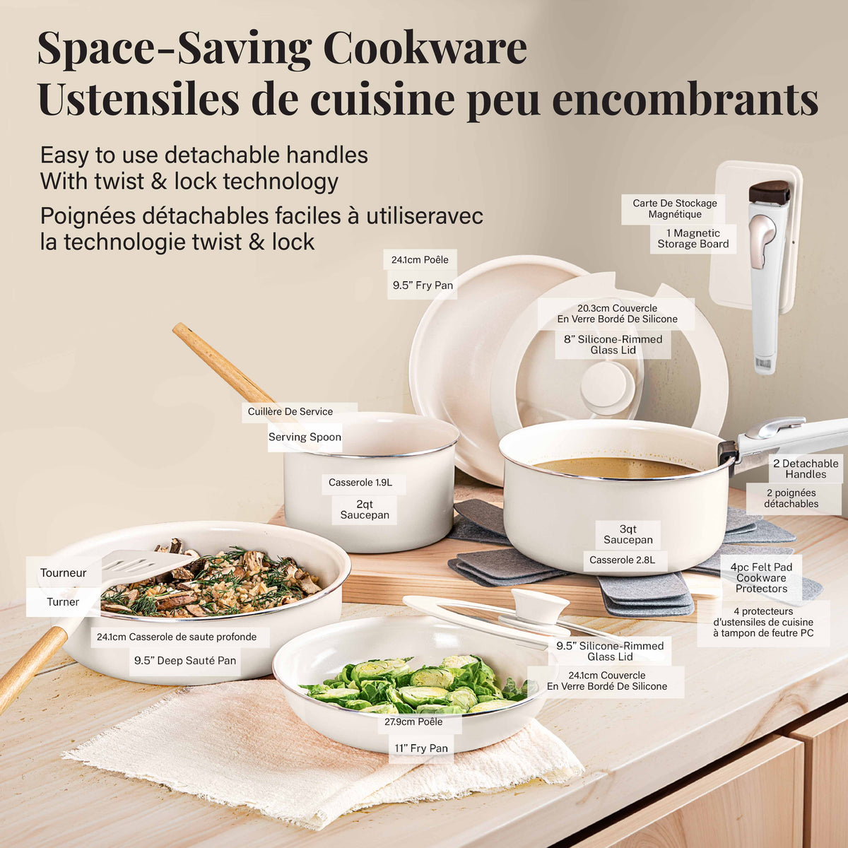 Gotham Steel Ceramic and Aluminum Cookware Cream