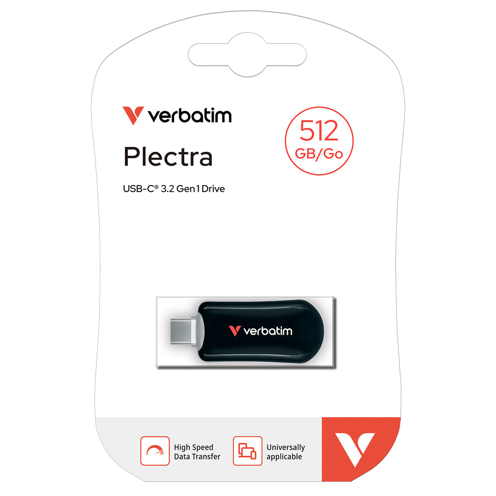 Verbatim 512GB Plectra USB C Flash Drive Black