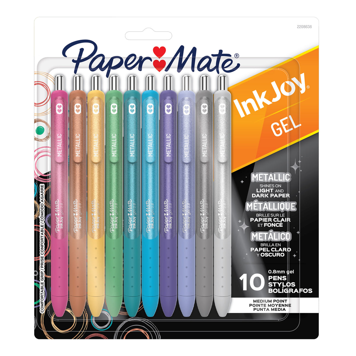 Paper Mate InkJoy Gel Metallic 0.8mm Retractable Pen Set of 10