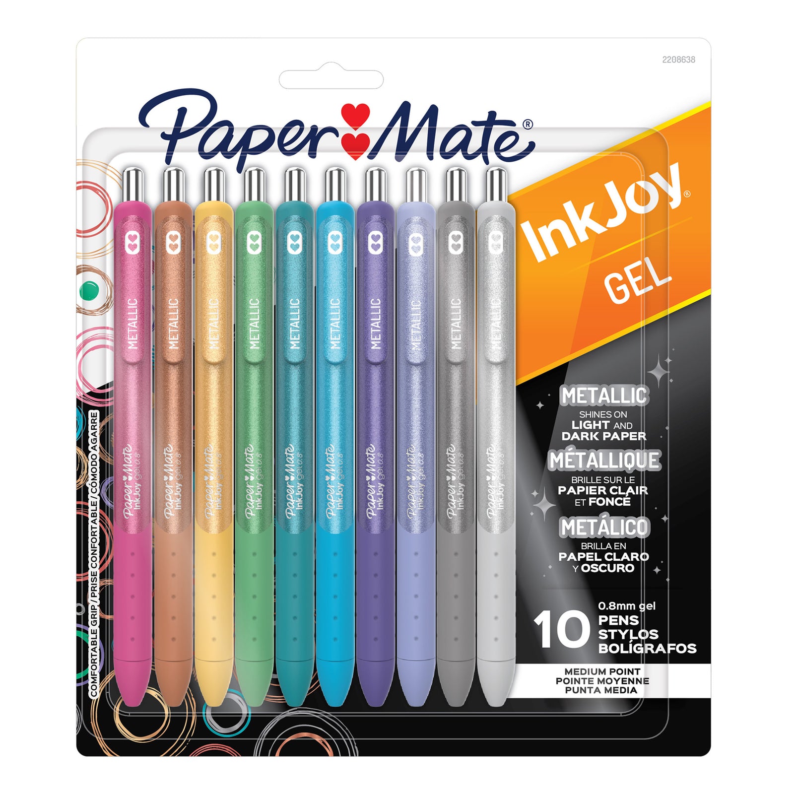 Paper Mate InkJoy Gel Metallic 0.8mm Retractable Pen Set of 10