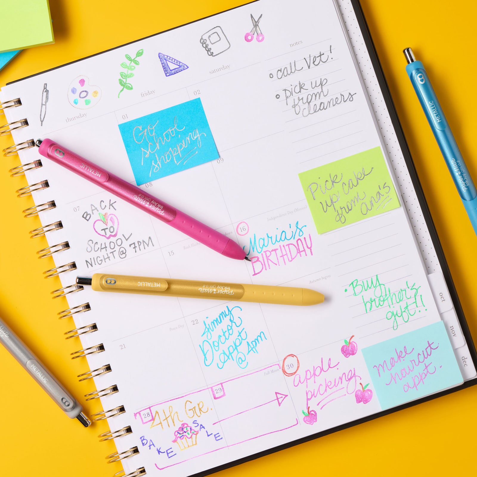 Paper Mate InkJoy Gel Metallic 0.8mm Retractable Pen Set of 10