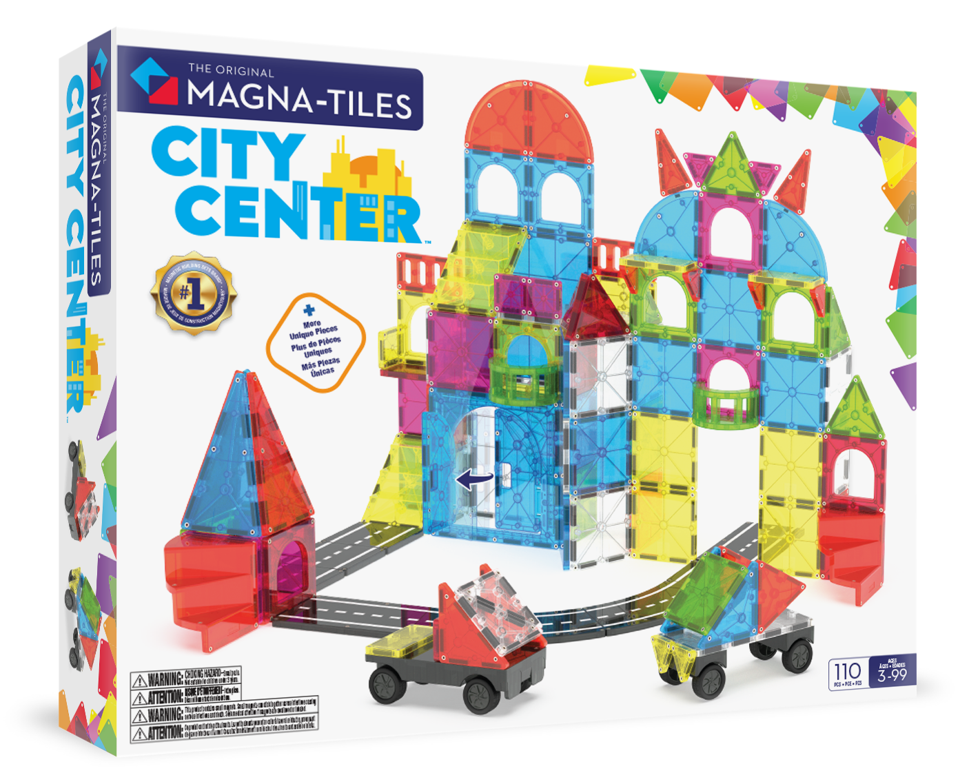 Magna-Tiles City Center 110 Piece Magnetic Construction Set