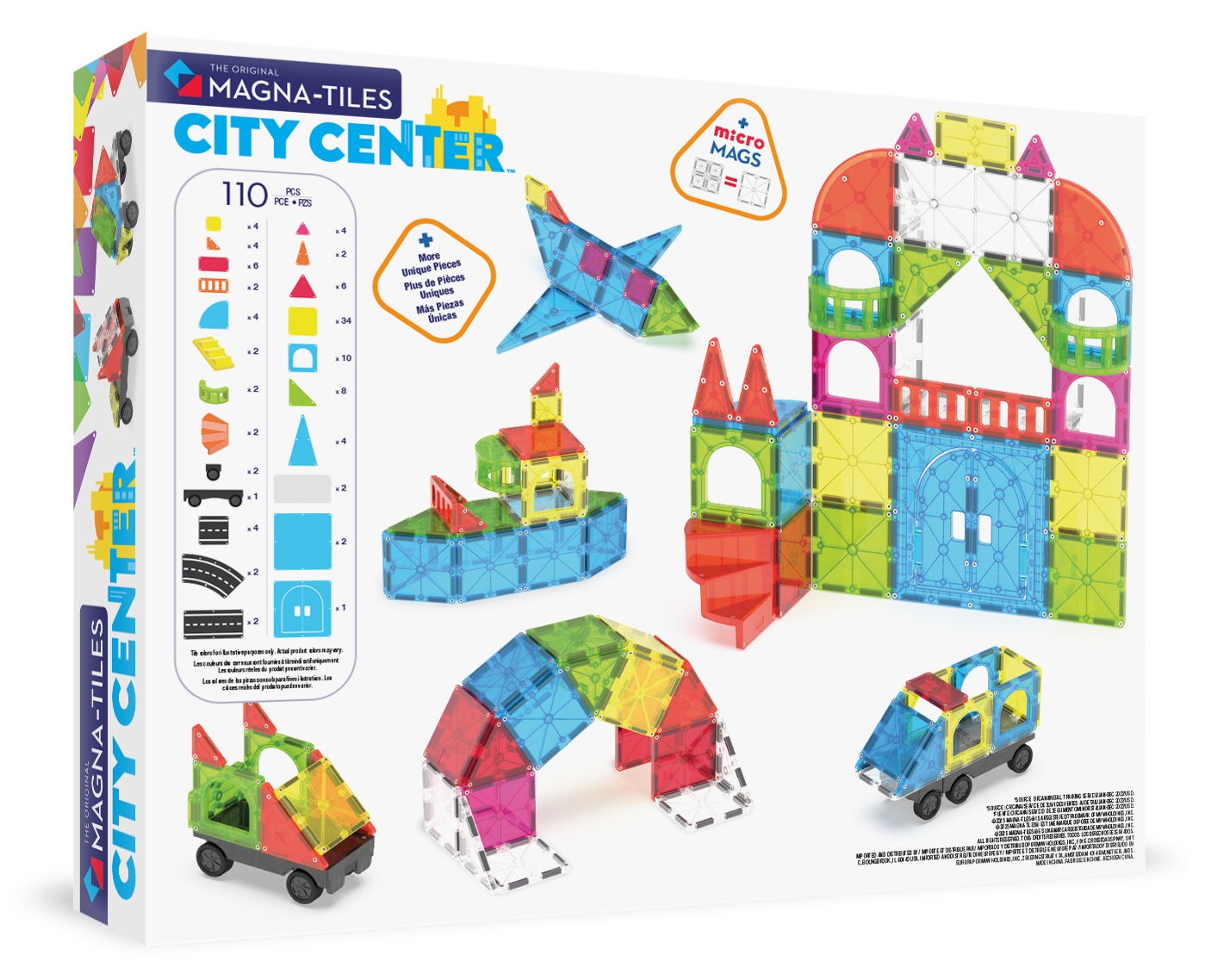 Magna-Tiles City Center 110 Piece Magnetic Construction Set